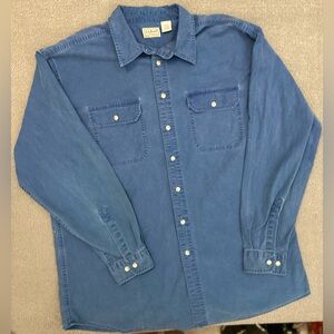 L.L. Bean Men's XL TALL 100% Cotton Denim Blue Button Down Shirt Casual Outdoor